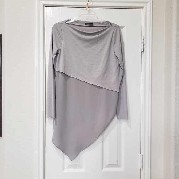 Zara w&b assymetrical hem long sleeve mixed media futuristic - Picture 3 of 9